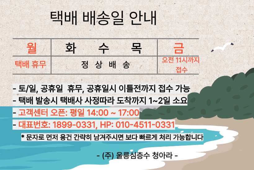 택배 일정 안내